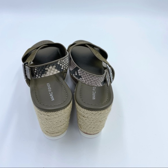 Marc Fisher Zevra Platform Espadrille Green Suede Sandals - Picture 4 of 8